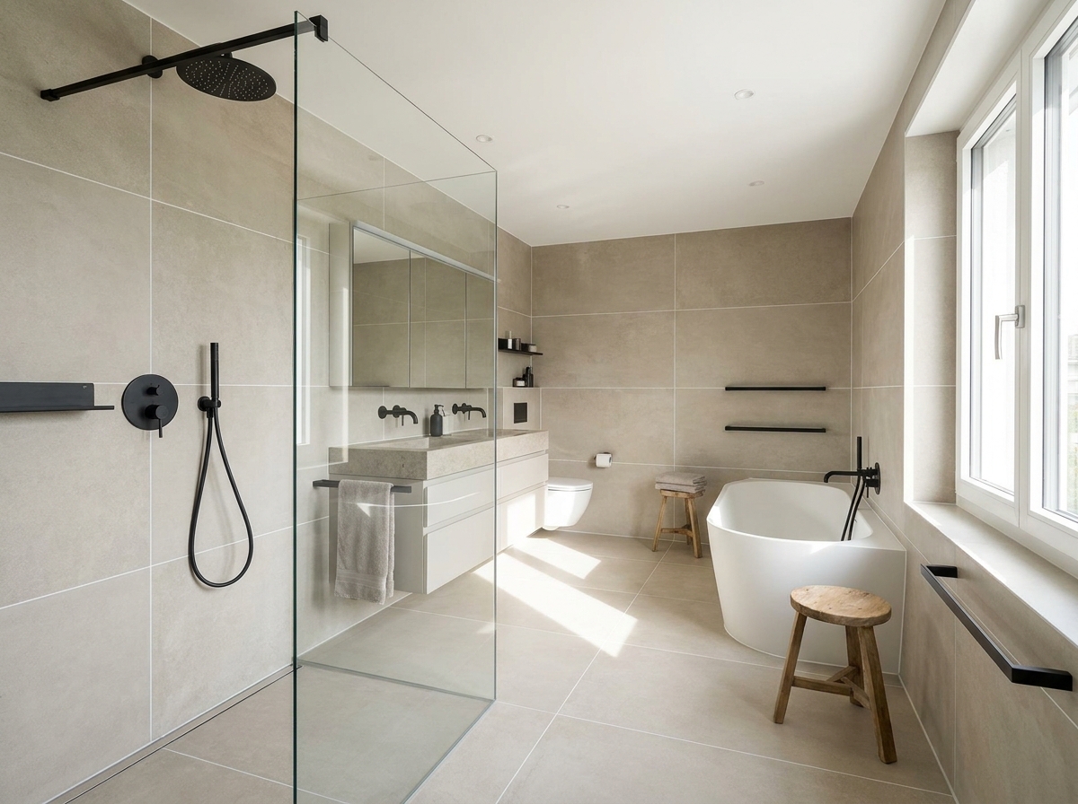 Fertiggestelltes Badezimmer nach Renovation